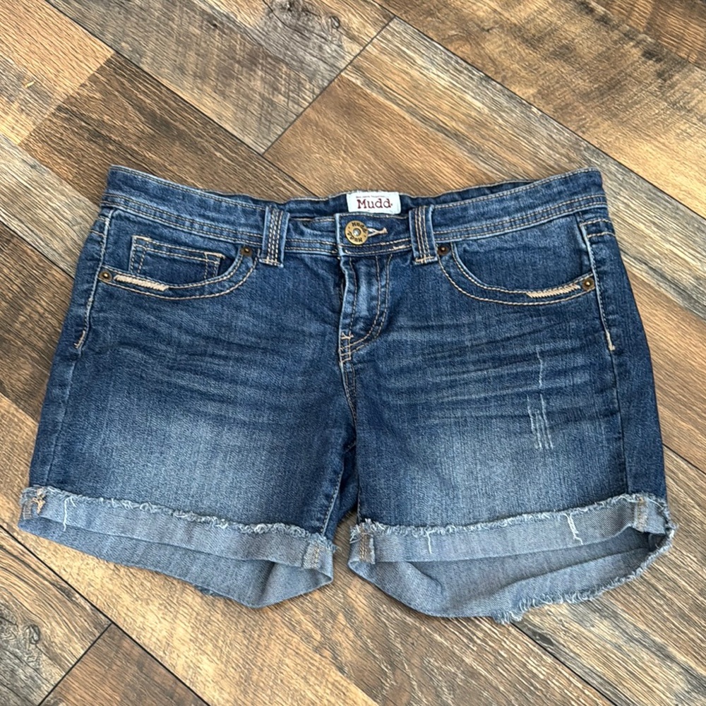 Mudd | Size 11 Blue Jean Shorts with Rolled Hem and Distressed Look Y2K
